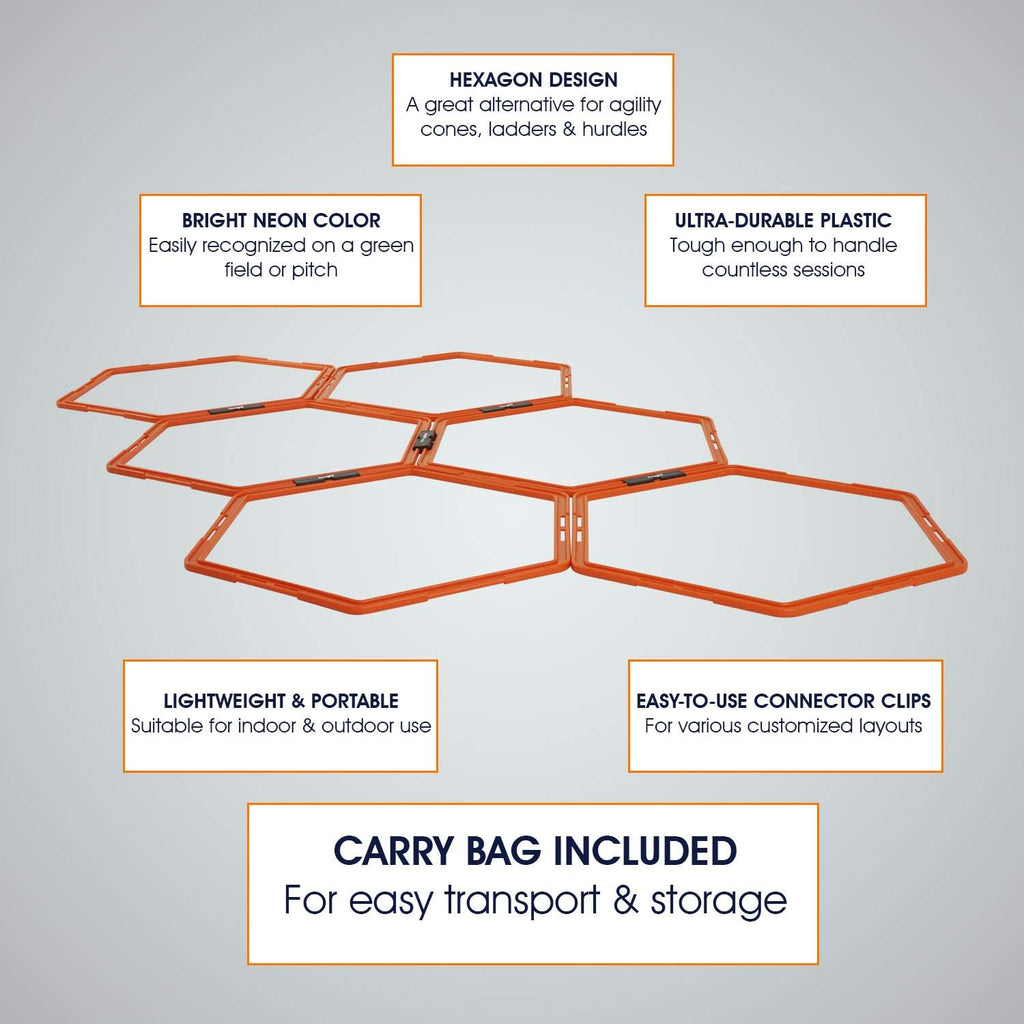 Yes4All Hex Agility Rings - Speed Training Hurdles with Carrying Bag for Enhanced Footwork