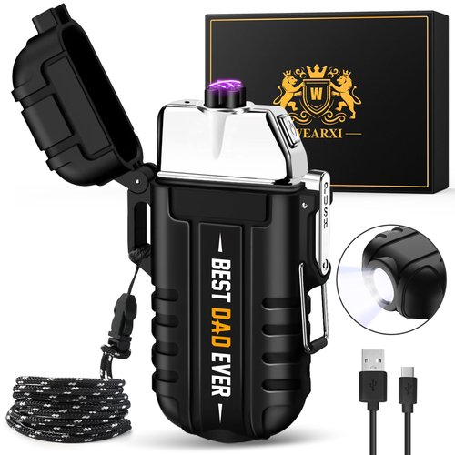 WEARXI Fathers Day Dad Gifts for Dad Husband, Electric Lighters Gifts for Men Dad Him, Mens Gifts for Him/Boyfriend, Camping Essentials (Best Dad Ever Special Version)