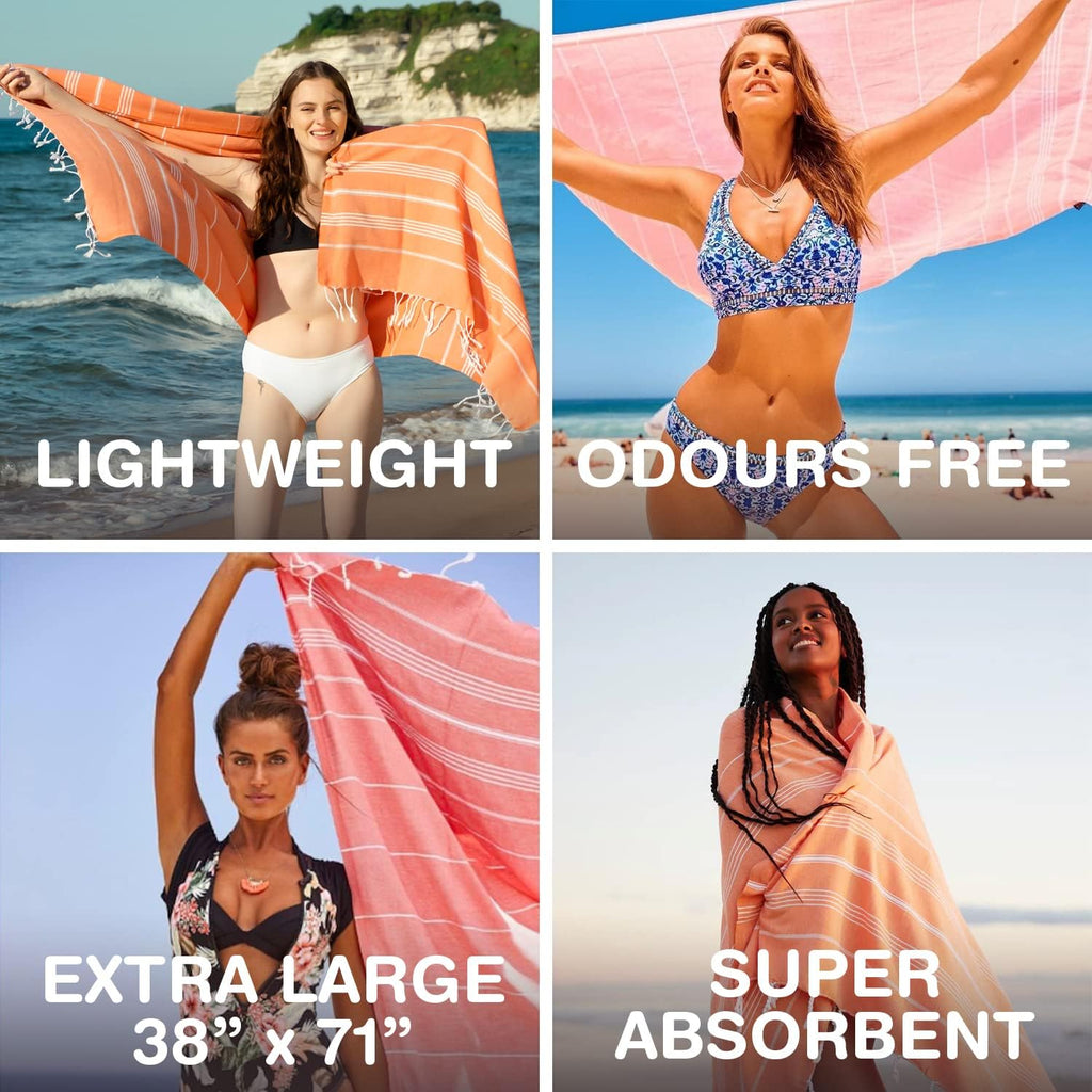 Turkish Towel Company Oversized Beach Towel Set of 6 - 100% Turkish Cotton, Quick Dry & Sand Free | Extra Large 38’’x71’’ Pool Towels
