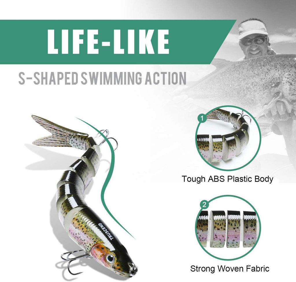 TRUSCEND Fishing Lures - Easy Catch Swimmax with BKK Hooks | Lifelike Vibrating Action for Bass, Trout, Walleye, Crappie
