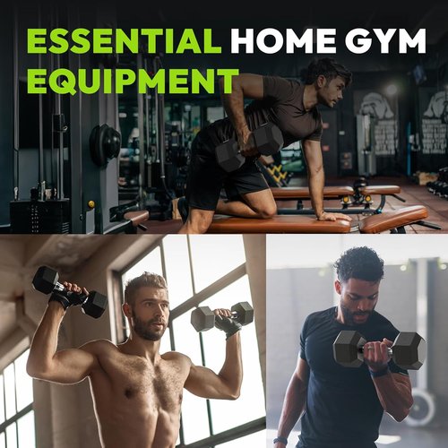 HANDBODE Hex Dumbbell Set - Rubber Encased Weights for Home Gym | 2.5-65 lb Strength Training Set