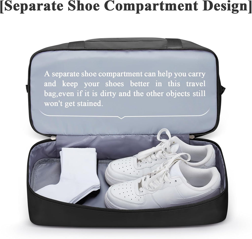 Skiennix Travel Duffel Bag - Stylish Overnight Weekender with Shoes Compartment | Medium Size