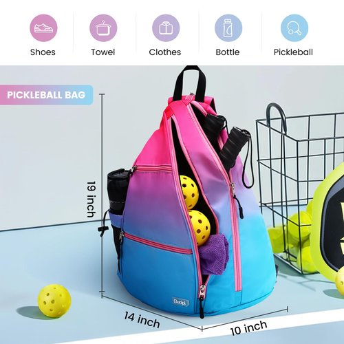 Sucipi Reversible Pickleball Paddle Bag - Men & Women's Pickleball Backpack with Racket Bags (Dark Blue & Pink)
