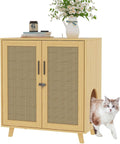 Lovinouse Cat Litter Box Enclosure - Large Hidden Litter Cabinet with Sisal Doors & Adjustable Shelf | Stylish Wooden Design for Living Room