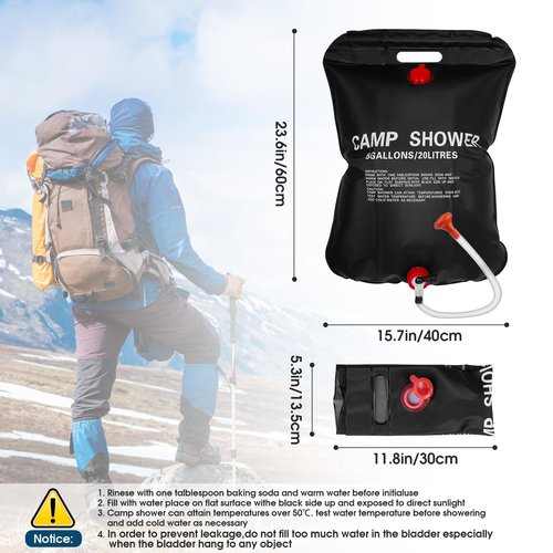 OUTDOORSEPIC Solar Camp Shower Camping Shower Bag Solar Shower Bag Solar portabler Shower for Camping Solar Showers for Camping Camping Shower