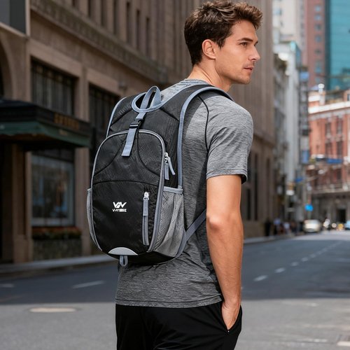 VHYBRIX 15L Foldable Hiking Backpack,Lightweight Packable Waterproof Machine Washable Daypack with Chest Strap,Small Folding Pack for Travel/Walking for Men&Women-0.52LB Black