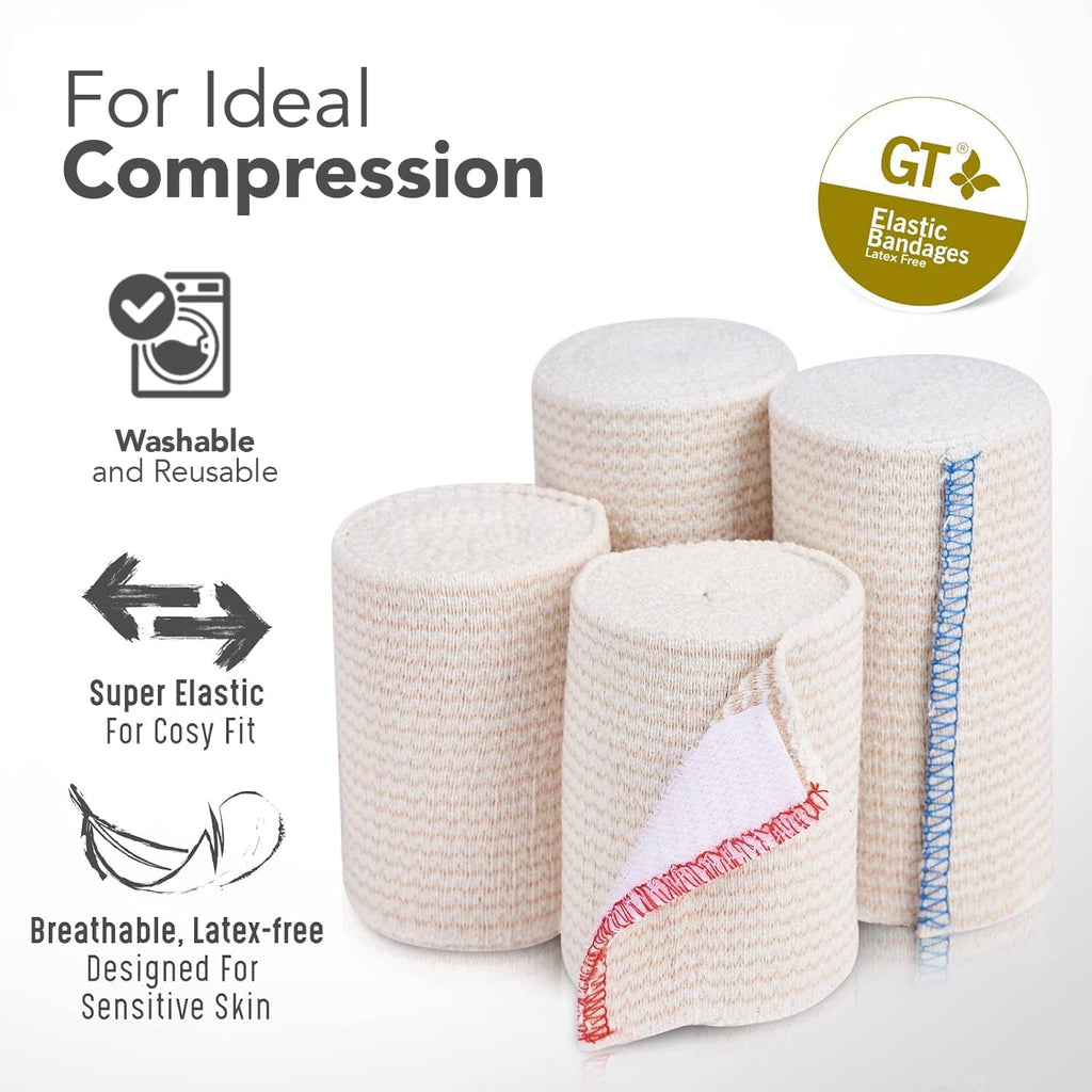 Premium Elastic Bandage Wrap - Latex-Free Hypoallergenic Compression Roll | 3-Inch, 2-Pack for Waist, Legs, Elbow & Knee