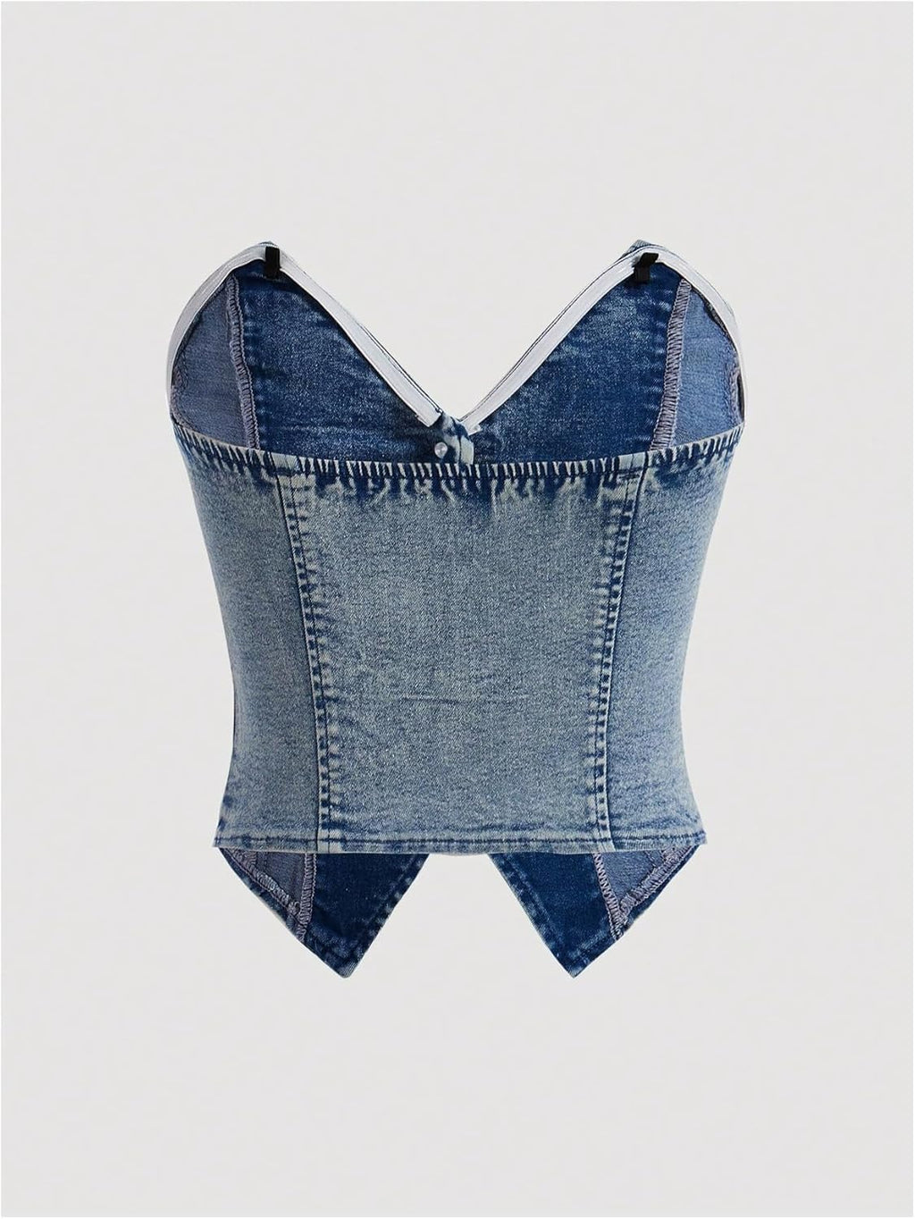WDIRARA Women's Denim Tube Top - Y2K Asymmetrical Sleeveless Bandeau Crop Top in Stylish Design