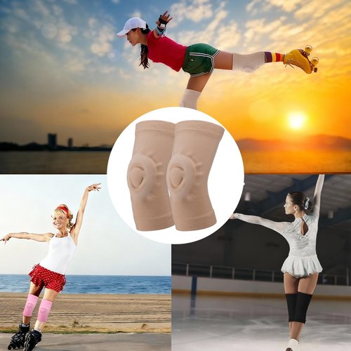 Soulchen 3 Pairs Figure Ice Skating Knee Pads for Women Cushion and Support Silicone Knee Cap for Ice Skating (Medium)