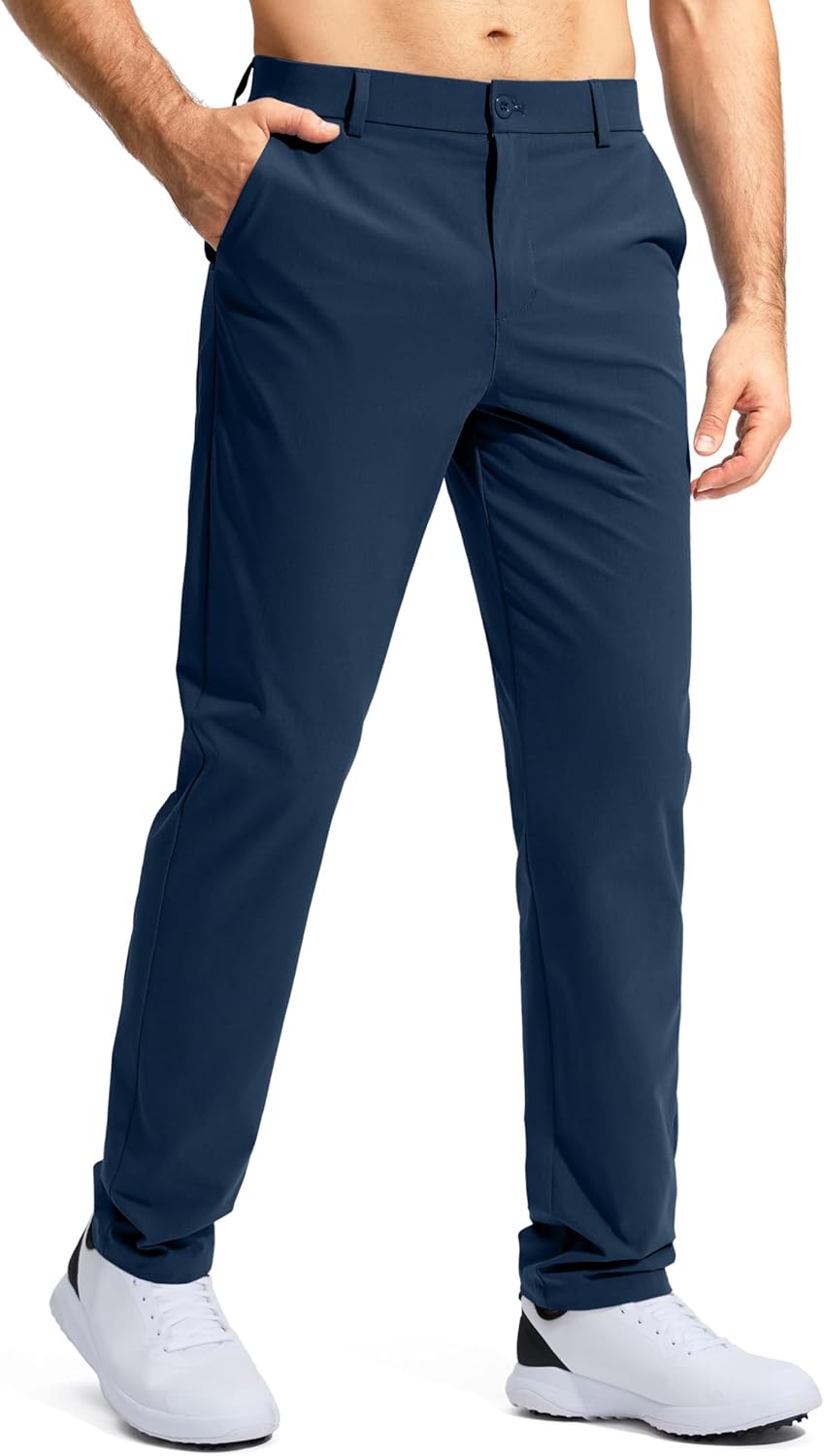 Pudolla Men's Golf Pants - Lightweight Stretch Dress Slacks | Quick-Dry Casual Trousers with Pockets