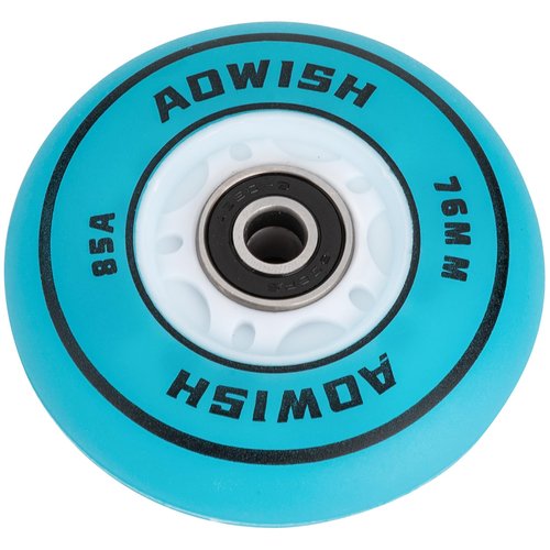AOWISH Light Up Inline Skate Wheels, LED Roller Skate Wheels, Flash Luminous Roller Blade Replacement Wheel w/Bearings ABEC-9, 80mm 76mm 72mm, Blue Color, 4-Pack (76mm)