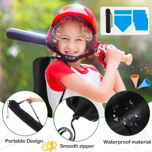 Hiboom Baseball & Softball Base Set - 5 Pcs with Portable Carrying Bag for Backyard Practice