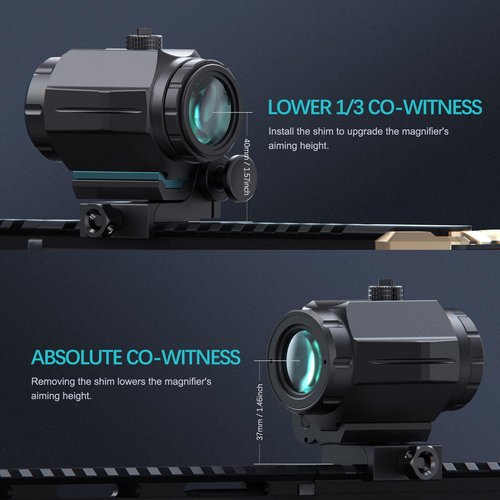 Feyachi 3X Red Dot Magnifier with Flip-to-Side Mount - Adjustable Focus, 37mm & 40mm Height Options, 800G Shockproof - Compatible with Most Red Dot Sights