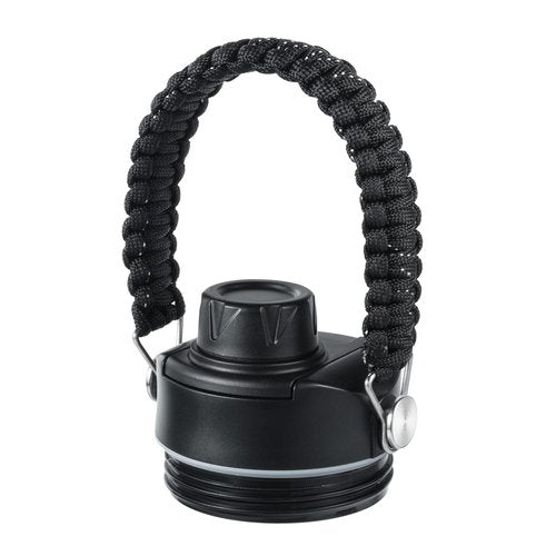 Lid for Yeti Rambler 26 36 46 64 oz Bottles | Screw Top with Flex Paracord Handle, Chug caps for Yeti Kids Jr 12 18 Ounce Cup | BPA Free Leakproof Cover | Replacement Water Bottle Accessories | Black