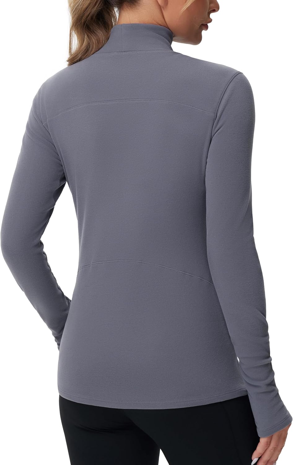 The Gym People Women's Fleece Thermal Mock Turtleneck Long Sleeve Pullover Top - Thumb Hole Design