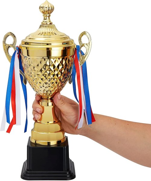 Juvale Gold Trophy Cup - Versatile Tournament & Championship Award - Perfect for Soccer, Basketball & Golf - 15.2 x 7.5 x 5 in
