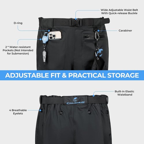 Calamus WaveWalker Waist Waders for Men - 100% Waterproof RipShield Fabric | Slip-Resistant Boots & Moisture-Wicking Insoles