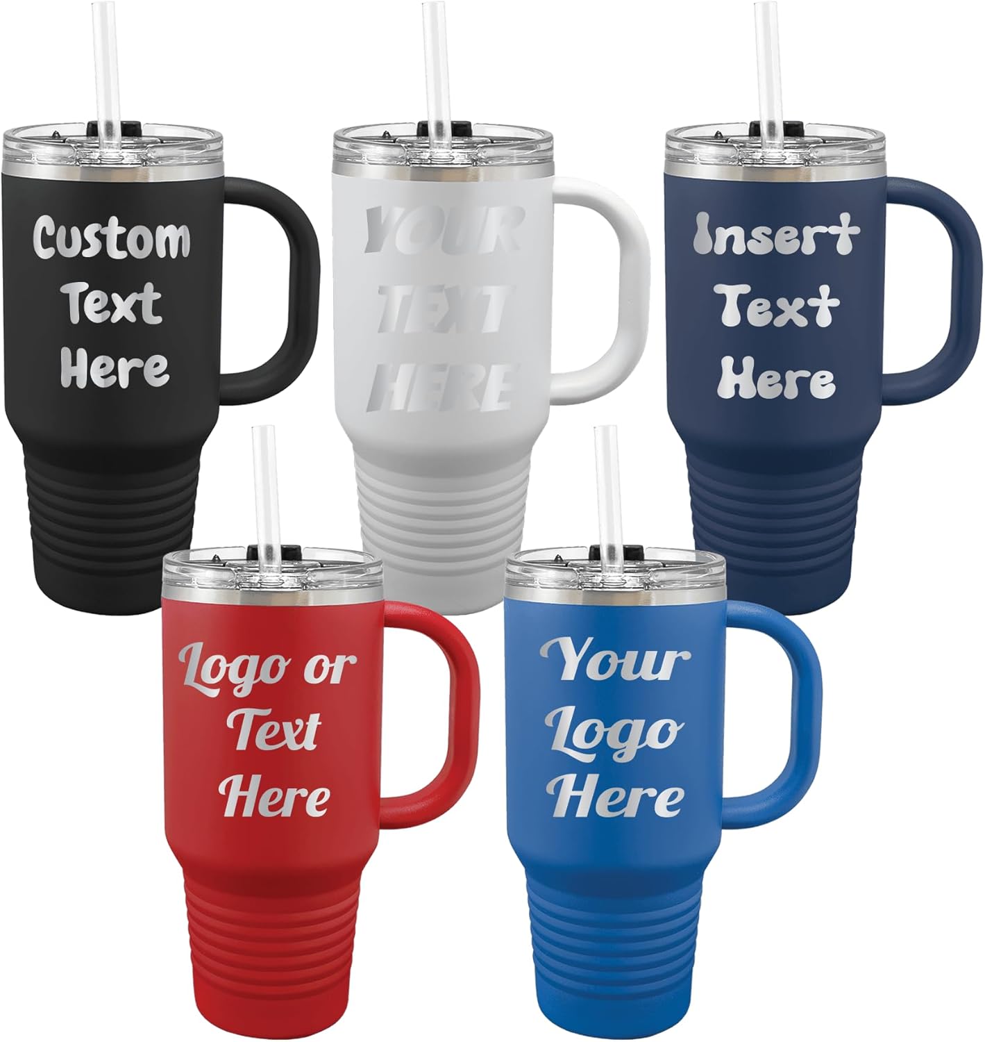 Skiennix 32oz Personalized Tumbler - Custom Engraved Travel Cup With Handle, Lid & Straw