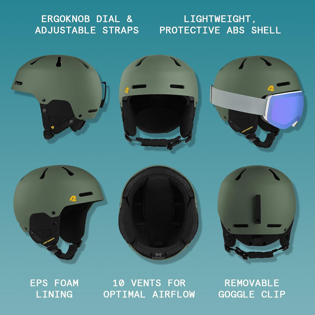 Retrospec Comstock Ski Helmet - Adjustable Snowboard Helmet for Adults & Youth | Breathable Vents & Protective Shell