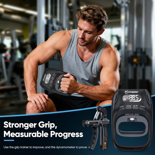 FitBeast Grip Strength Tester Set - Hand Strengthening Tools for Progress Tracking & Recovery (3-in-1 Kit)