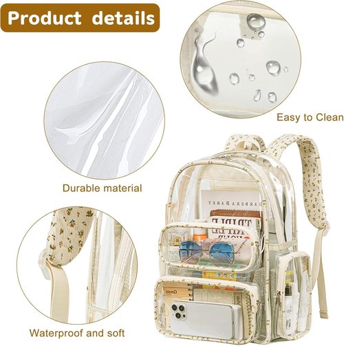 BTOOP Clear Backpack - Heavy Duty Transparent Bookbag for College & Festivals | 17" with Padded Straps