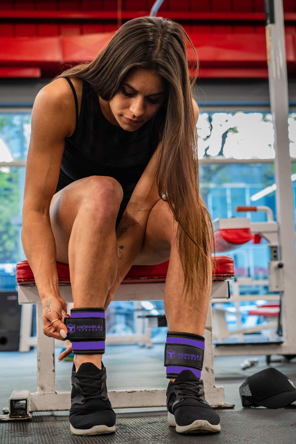 Women's Ankle Strap for Cable Machines & Resistance Bands: Gym & Home Workout Cuff Attachment for Leg Extensions, Kickbacks, Hip Abductors - Booty Exercises (Purple, Pair)