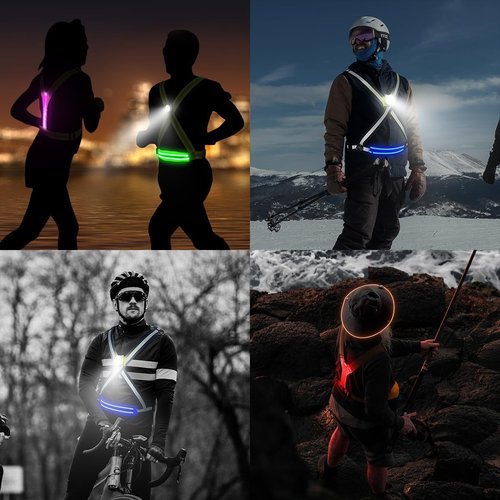 Glow Running Vest - Reflective Safety Vest with Detachable Light | 8 Glow Colors for Night Running & Cycling