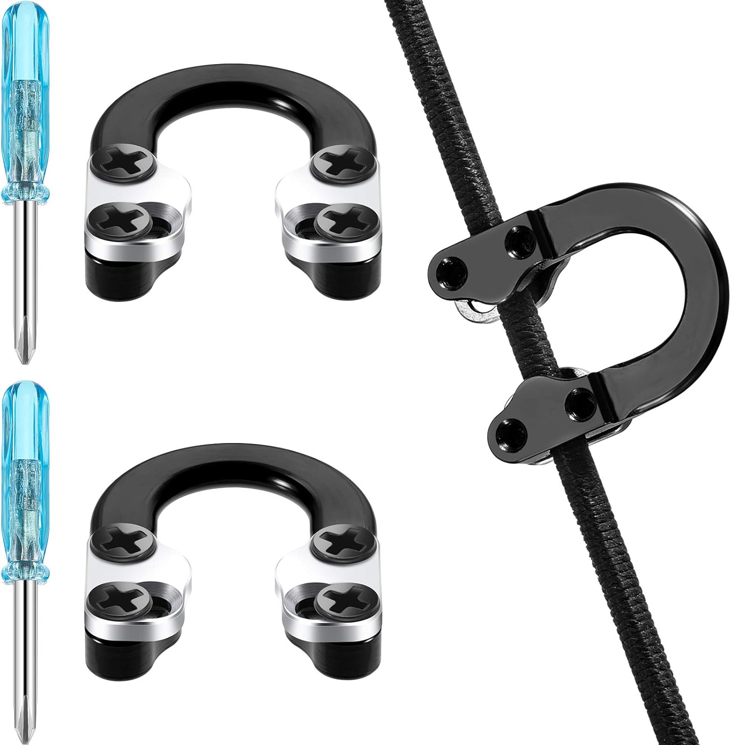 Sumind Archery D Loop Set - Metal U Nock D Ring Buckle Release for Compound Bow | Includes Screwdrivers