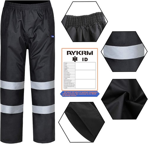 AYKRM Waterproof Reflective Safety Rain Pants - High Visibility for Fishing, Cycling & Hiking