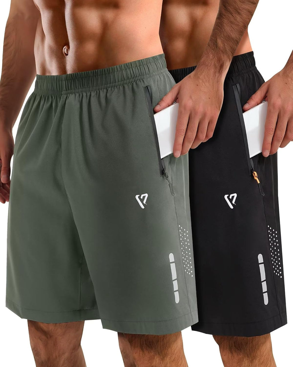 Skiennix Men's Athletic Shorts - Quick Dry 7-Inch Running Shorts with Breathable Mesh & Zipper Pockets