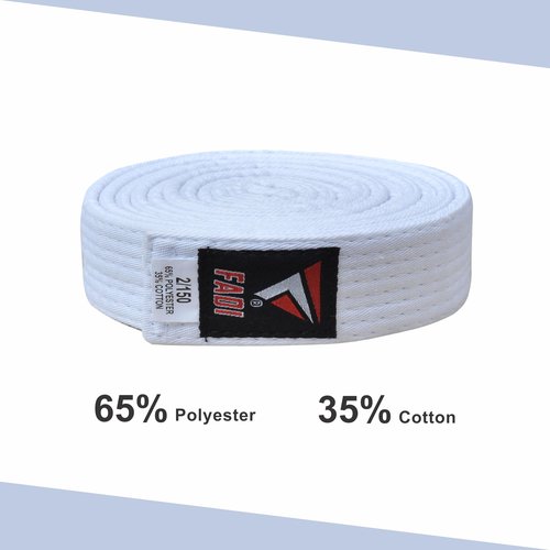 Fadi Sports Martial Arts Belt for Karate, Judo, Aikido and Taekwondo - Durable Cotton-Polyester Blend for Adults and Kids (White, 00)