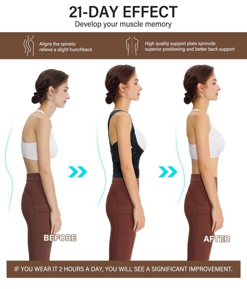 URSEXYLY Back Brace Posture Corrector for Women Breathable Posture Brace Adjustable Full Back Support Brace,Upper and Lower Back Pain Relief(XX-Large,Black)