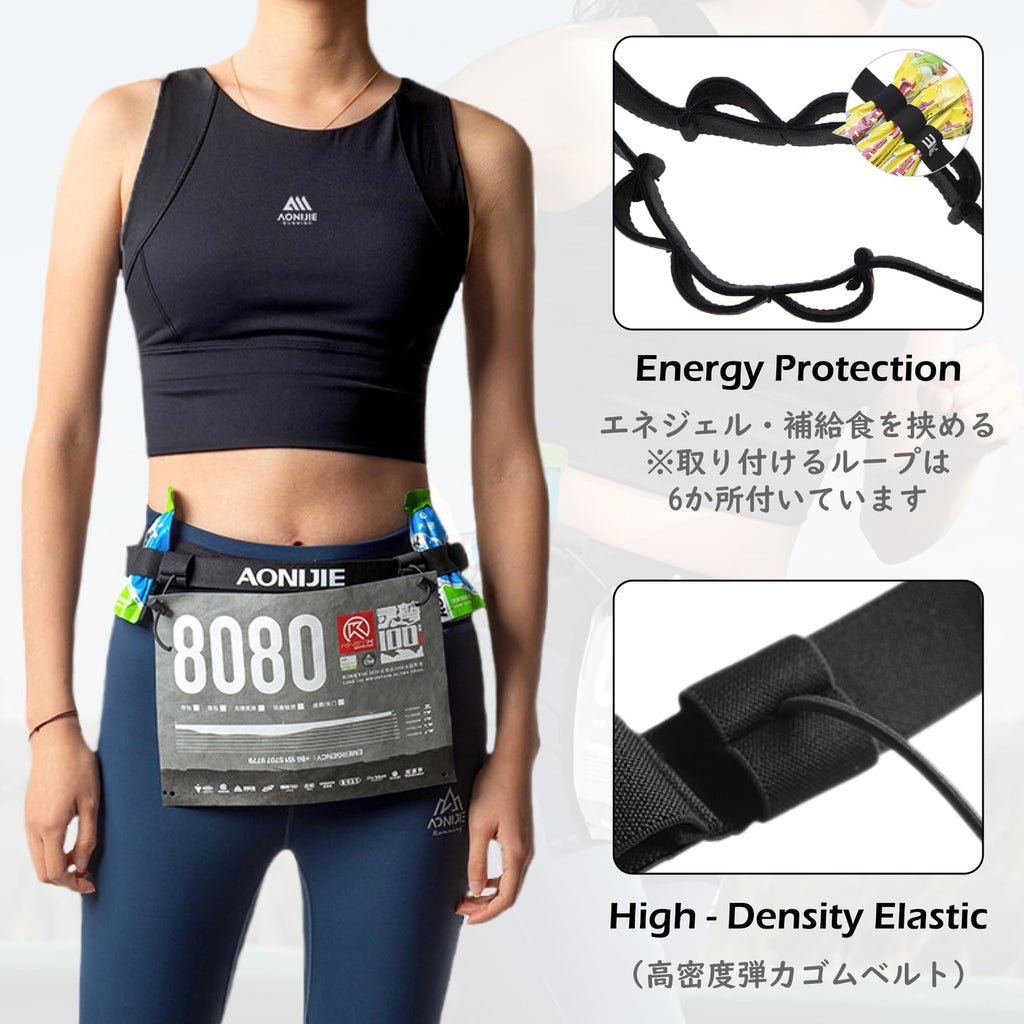 TRIWONDER Running Bib Holder Race Belt Runner Bib Strap Race Number Belt for Triathlon, Marathon, Running, Cycling (Black - 2 Pack)