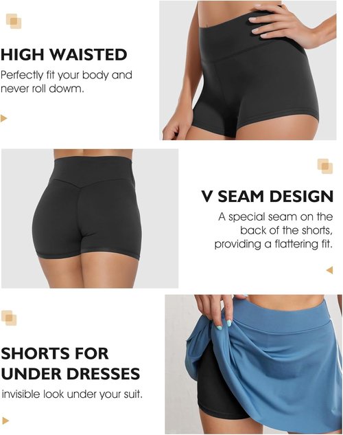 Buauty Women's High Waisted Biker Shorts - Tummy Control Spandex Yoga & Gym Wear | 2.5" Length