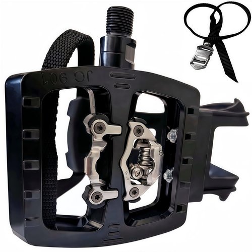 YBEKI Professional SPD/Toe Clip Spin Bike Pedals and Straps for Indoor Exercise Cycling & Peloton/Schwinn/Sunny/Bikes Compatible, 9/16" Axle with Sealed Bearings + 12-Month Warranty