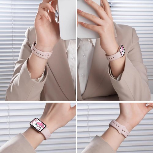 Z.DuDuZAZA Super Soft Bands Compatible for Huawei Band 8 9 10 Straps Replacement Perfectly for Huawei Band8/9/10 Wristband Change with Metal Connecting Adapters (black,starlight,pink)
