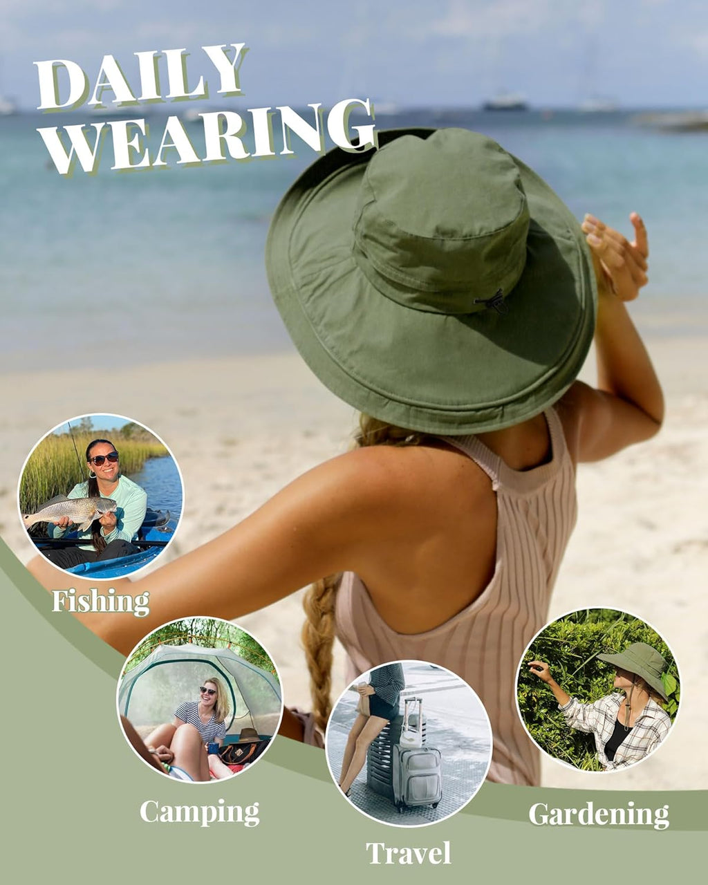 Skiennix Sun Hat for Women - Wide Brim Gardening & Beach Protection | Breathable Cotton Summer Hat