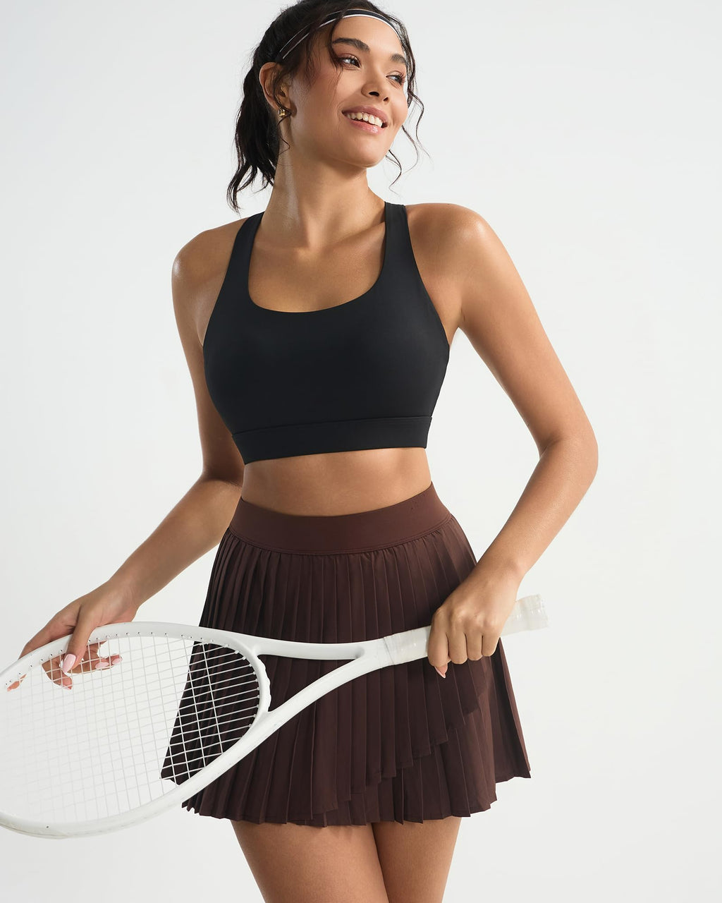 RUNNING GIRL Black Sports Bra for Women,Molded Cups High Support Sports Bras for Women Large Bust(3145Black_M)
