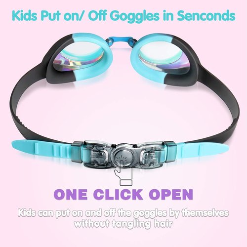 Keary Kids Swim Goggles - Anti-Fog, Waterproof & UV Protection for Ages 3-12 | Clear Vision