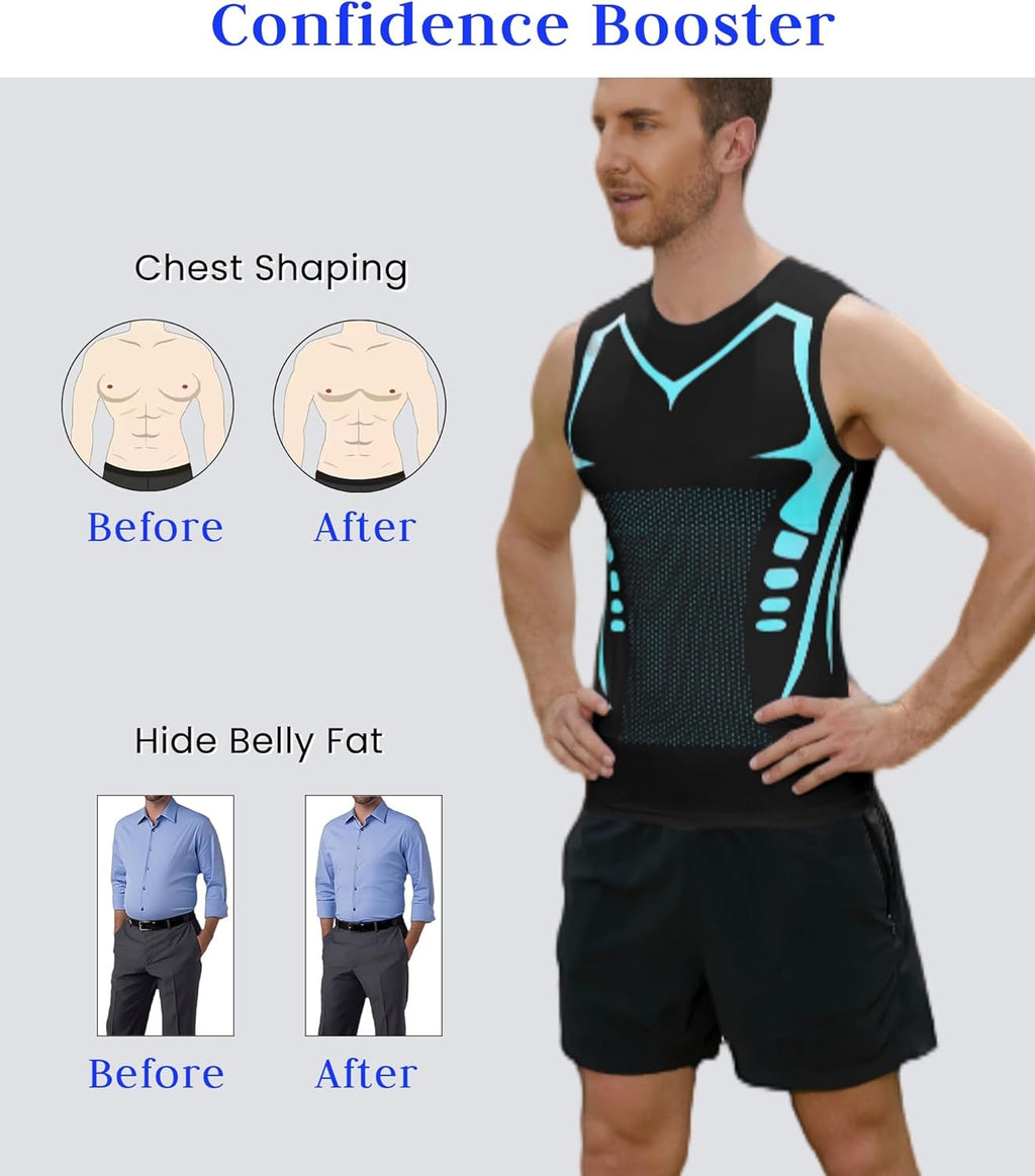 Skiennix Compression Shirt for Men - Slimming Body Shaper Vest with Tummy Control | Crewneck Design