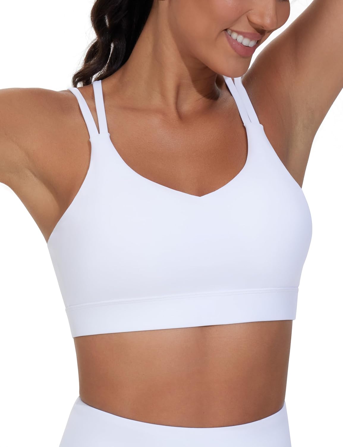 The Gym People Women's Sports Bra - Supportive Double Spaghetti Strap Design with Padding