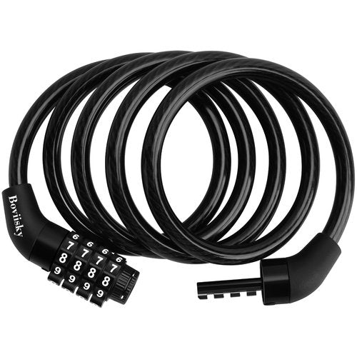 Boviisky Light Bike Cable Lock Combination,4 Digit,4ft Long Resettable Combination High Security Bicycle Lock for Scooter, Mountain Bike,Kids Bike Lock,Vinyl-Coated Anti-Theft 5/16 in Diameter