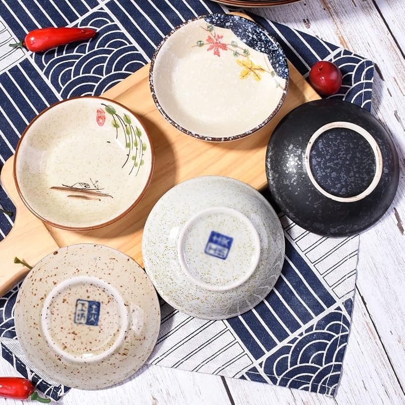 Soy Sauce Dishes Set of 5, 3.8 in – Japanese Style Dipping Bowls (GS)