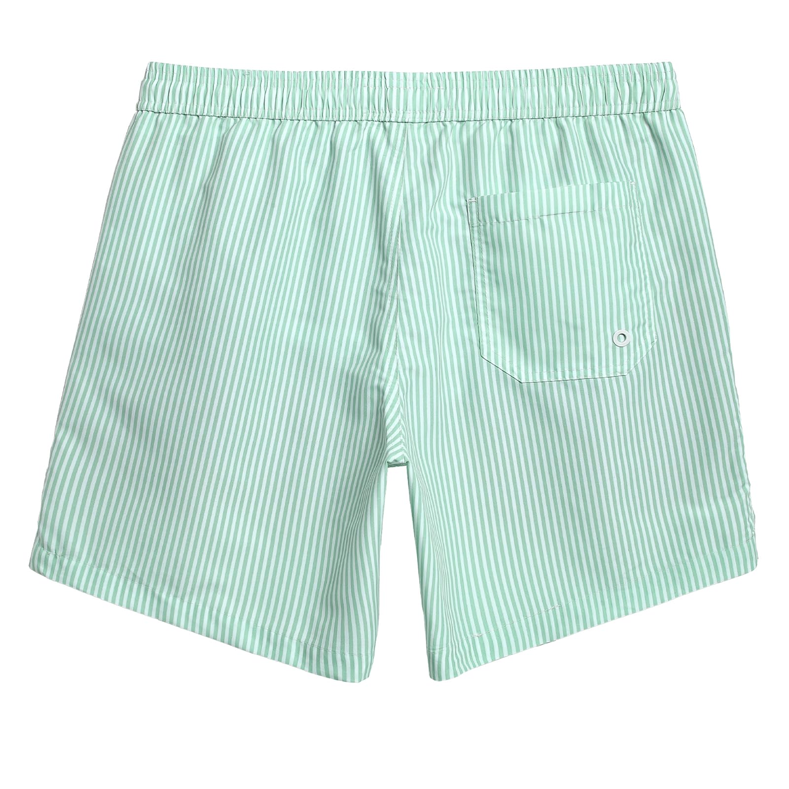 maamgic Mens Swim Trunks Quick Dry Swim Shorts with Mesh Lining Funny Swimwear Bathing Suits 7inch Green Stripes Large