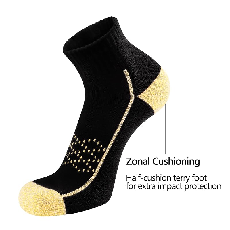 Women’s Ankle Athletic Socks - Thick Cushioned Low Cut Running Socks, 6 Pack (Black-6pack+9-11)