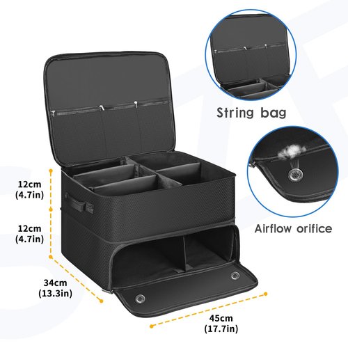 Jenlan Golf Trunk Organizer, 2 Layer Car Trunk Locker with Separate Ventilated Shoe Compartment - Waterproof Golf Accessories Storage for Balls, Tees, Clothes, Gloves | Golf Gifts for Men Golfers