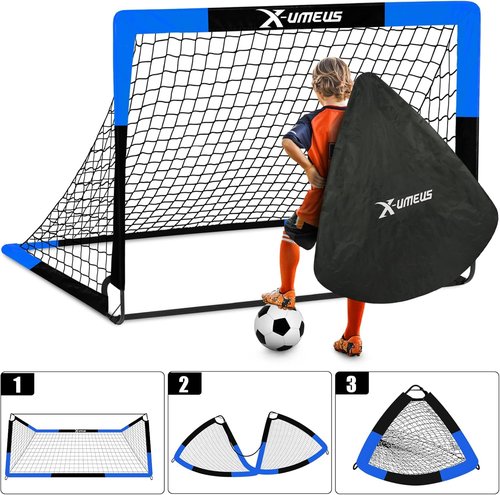 Kids Soccer Goals by [Brand Name] - Backyard Set of 2 | 4 x 3 ft & 6 x 4 ft with Soccer Ball & Cones