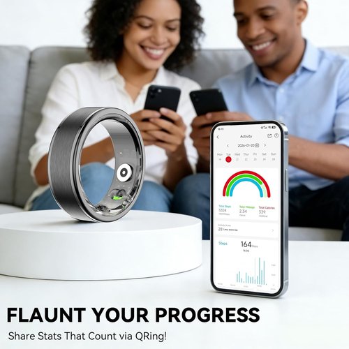 **Skiennix Smart Ring - 24/7 Activity Tracking, Stress & Sleep Monitoring | Black, Size 8**
