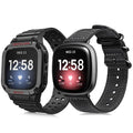 Fintie Nylon Band Compatible with Fitbit Versa 3/4/Sense 2/1/Sense/Bundle with Case for Fitbit Sense 2/1/Fitbit Versa 4/3/2/1/Versa Lite