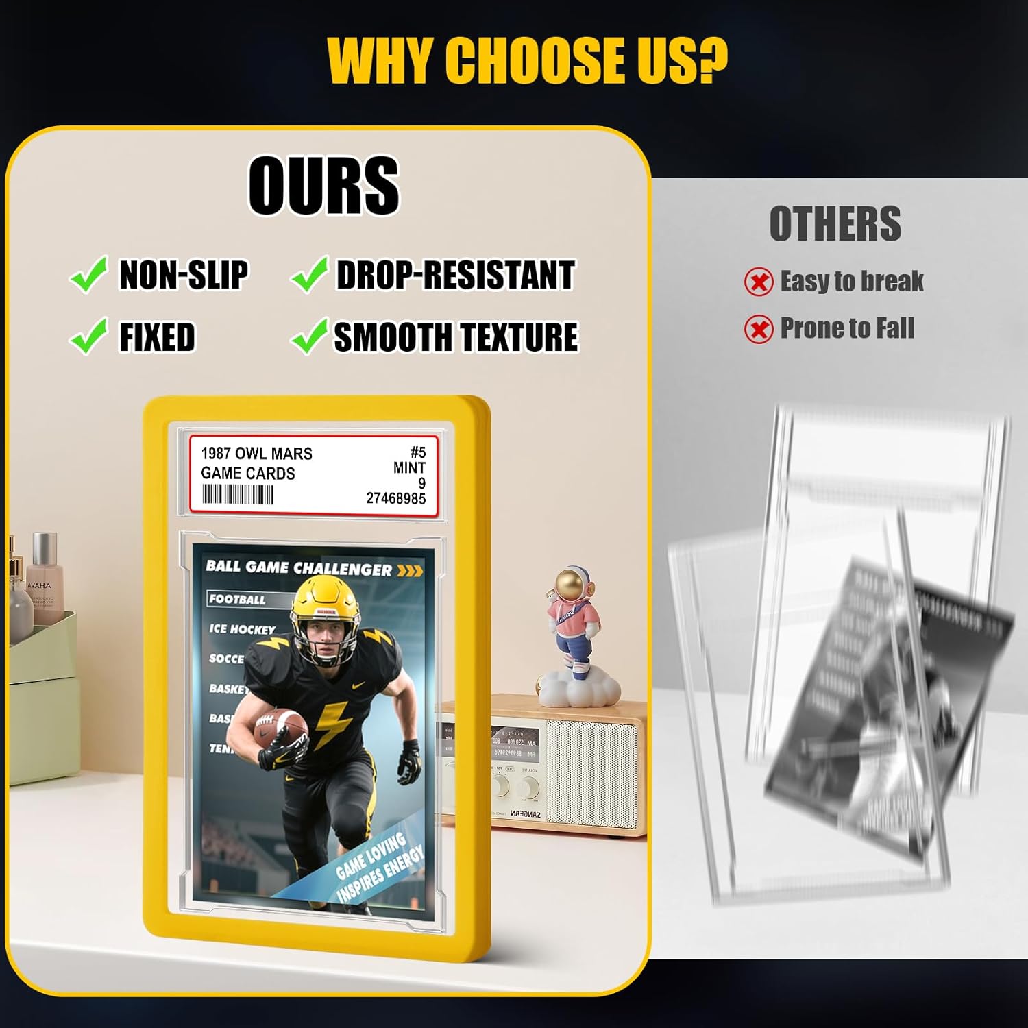 PSA Graded Card Slab Bumper Set - Hard TPU Protectors with Label Position for Game & Trading Cards